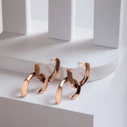 Priyaasi Textured Interlinked Rose Gold Stud Earrings-picture-0