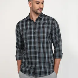 Park Avenue Men Slim Fit Tartan Checks Checked Casual Shirt-image-17