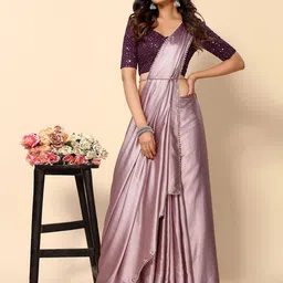 ODETTE Beads and Stones Satin Saree image 4