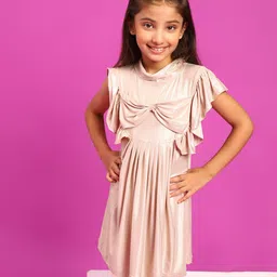 Tales & Stories Frill Sleeves Bow Embellished Shimmer Dress - Pink-picture-25