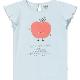 Milou Cotton Half Sleeves Apple Embroidered Top - Blue-picture-33