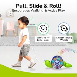 R for Rabbit Snail Tune BPA Free Musical Pull Toy with Lights & Music - Green & Blue-picture-42
