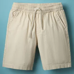 Pine Kids Cotton Woven Above Knee Length Solid Coloured Shorts-Beige-picture-10