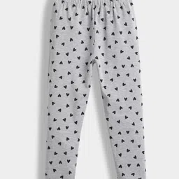 Orange Sugar Cotton Lycra Knit Hearts Printed Stretchable Leggings - Grey-picture-25