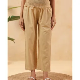 Ikk Kudi by Seerat Cotton Woven Solid High Waist Maternity Pant - Beige-picture-24