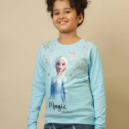 Kidsville Cotton Knit Disney Frozen Featuring Full Sleeves Elsa Printed Tee - Blue-picture-18