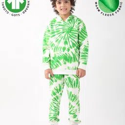 Anthrilo Fleece Knit Full Sleeves Tie Dye Winter Hooded Sweatshirt With Coordinating Joggers Set - Green-picture-17