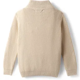 Pine Kids Knit Full Sleeves High Neck Solid Color Pullover Sweater - Off White image 2