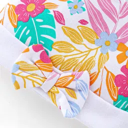 Babyhug 100% Cotton Knitted Cap with Butterfly Print- Yellow image 3