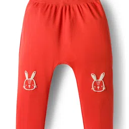 Babyoye 100% Cotton Interlock Knit Full Length Diaper Leggings With Animal Print Pack Of 2 - Red & Tan image 2