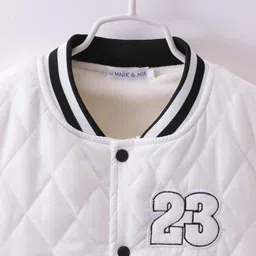 Mark & Mia Full Sleeves Bomber Jacket With Number Patch - White image 3
