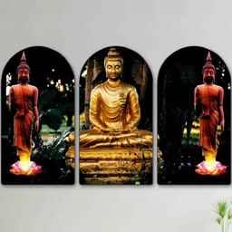 Myntra Elegant Homes Multicoloured Set of 3 Piece MDF Religious Wall Paintings-picture-10