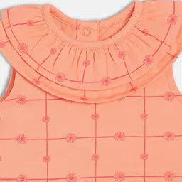 MINI KLUB Cotton Sleeveless Floral Printed Knit Top - Peach image 5