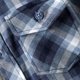 Rikidoos Full Sleeves Checked Shirt With Attached Hooded Tee Set - Blue & Grey image 4