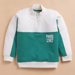 TOONYPORT Cotton Blend Knit Full Sleeves Paris 1997 Text Printed Winter Sweatshirt With Pant Set - Green image 5