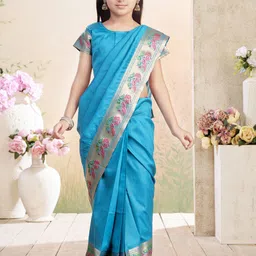 Aarika Girls Zari Woven Design Pure Silk Saree image 5