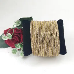 navika fancy glass bangles Navika Fancy Set Of 12 Stone Studded & Beaded Bangles-picture-36