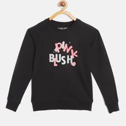Miss & Chief Girls Black & Pink Pure Cotton Printed Sweatshirt-picture-23