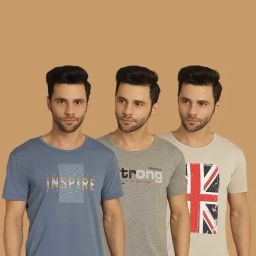 Vimal Jonney Multicolor Regular Fit Printed Crew T-Shirt - Pack of 3-picture-14