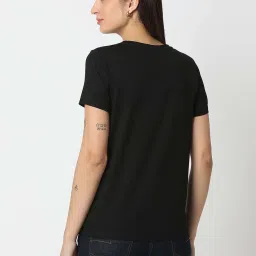 Spykar Black Cotton Regular Fit Printed T-Shirt image 4