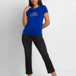 Spykar Blue Regular Fit Printed T-Shirt image 4