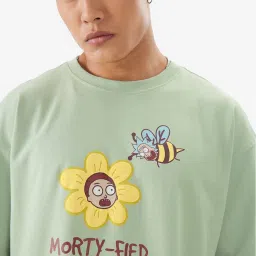 The Souled Store Green Loose Fit Printed T-Shirt image 4