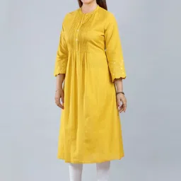 Cotton Culture Mustard Cotton A Line Kurta image 4