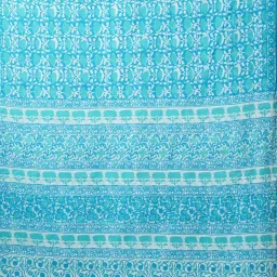 Unnati Silks Blue Cotton Printed Saree With Unstitched Blouse image 4