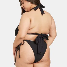 Secrets By ZeroKaata Black Plain Swimwear Bra Panty Set image 4