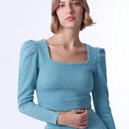 Cover Story Green Regular Fit Crop Top-image-26