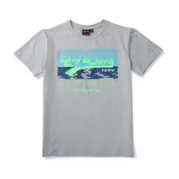 Gini & Jony Kids Grey & Blue Printed T-Shirt-picture-29