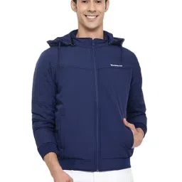 Cantabil Blue Regular Fit Hooded Jacket-image-24