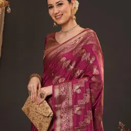 Saree Mall Magenta Silk Self Saree with Blouse Piece image 4