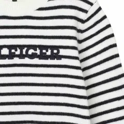 TOMMY HILFIGER White Base & Blue Sttripe Applique Regular Fit Pullover image 4