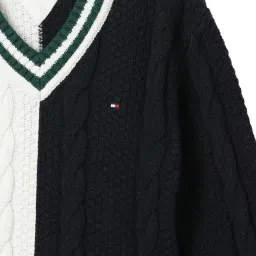 TOMMY HILFIGER Blue & White Coloblock Archive Fit Pullover image 4