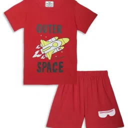Vimal Jonney Kids Red & Mint Green Printed T-Shirt Set image 4