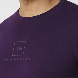 Van Heusen Purple Cotton Slim Fit Printed T-Shirt image 4