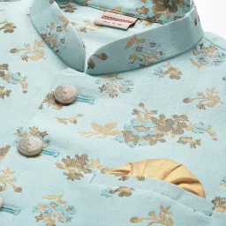 Manthan Blue Regular Fit Self Design Nehru Jacket image 4