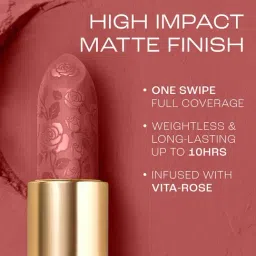 Lakme Rouge Bloom Powder Matte Bullet Lipstick Nude Nectar - 4 gm image 5