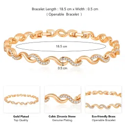 Peora Rose Plated Cubic Zirconia Studded Openable Bracelet image 4
