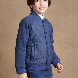 One Friday Kids Blue Quilted Regular Fit Jacket image 3