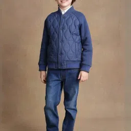 One Friday Kids Blue Quilted Regular Fit Jacket image 4