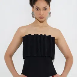 Wardrobe by Westside Black Ruffle-Detailed Off-Shoulder Top-picture-41