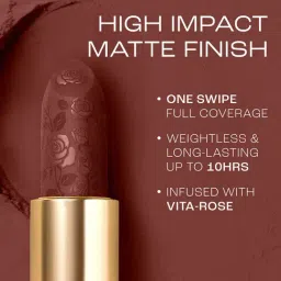 Lakme Rouge Bloom Powder Matte Bullet Lipstick Cocoa Carnation - 4 gm image 5