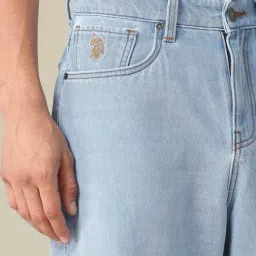 U.S. Polo Assn. Denim Co. Light Blue Cotton Regular Fit Denim Shorts image 5