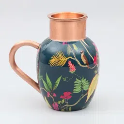 India Circus by Krsnaa Mehta Blue Copper Fronds and Florets Jug with Tumbler (1500 ml)-picture-16