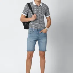 Peter England Blue Cotton Regular Fit Denim Shorts image 5