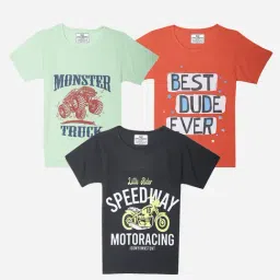 Vimal Jonney Boys Multicolor Printed T-Shirt (Pack Of 3)-picture-12