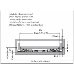 Ebco Concealed Drawer Slide Slim 2 Smart Push (With Facia Bracket) Zinc Plated White Finish, Size 500 mm, Load 35 Kg, CDSS250-SP (Set of 2) image 4