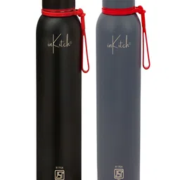 inKitch Black Set of 2 Stainless Steel Solid Smart Vacuum Water Bottle-image-10
